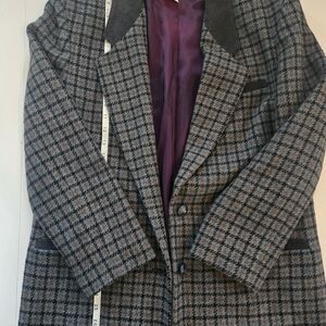 Vintage East West Wool Blend Blazer Men’s M Houndstooth Blue Gray Sport Coat‎